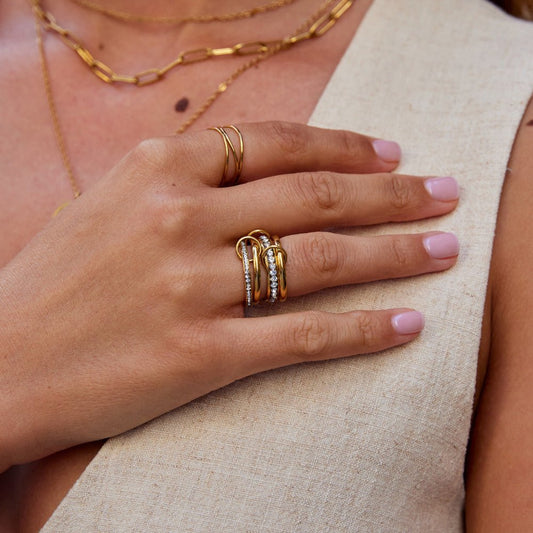 Anello Link Cristallo e Oro 'Per Sempre'