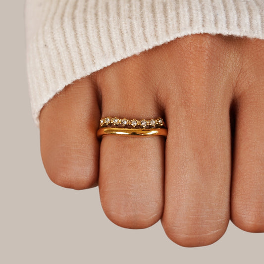 Anello Stratificato Cristallo Bianco Marissa