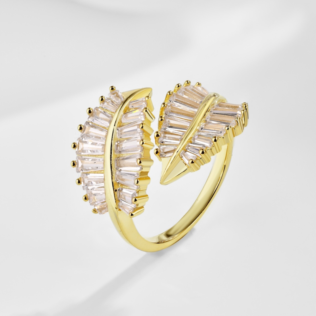 Anillo Hoja con Circonitas - Plata 925