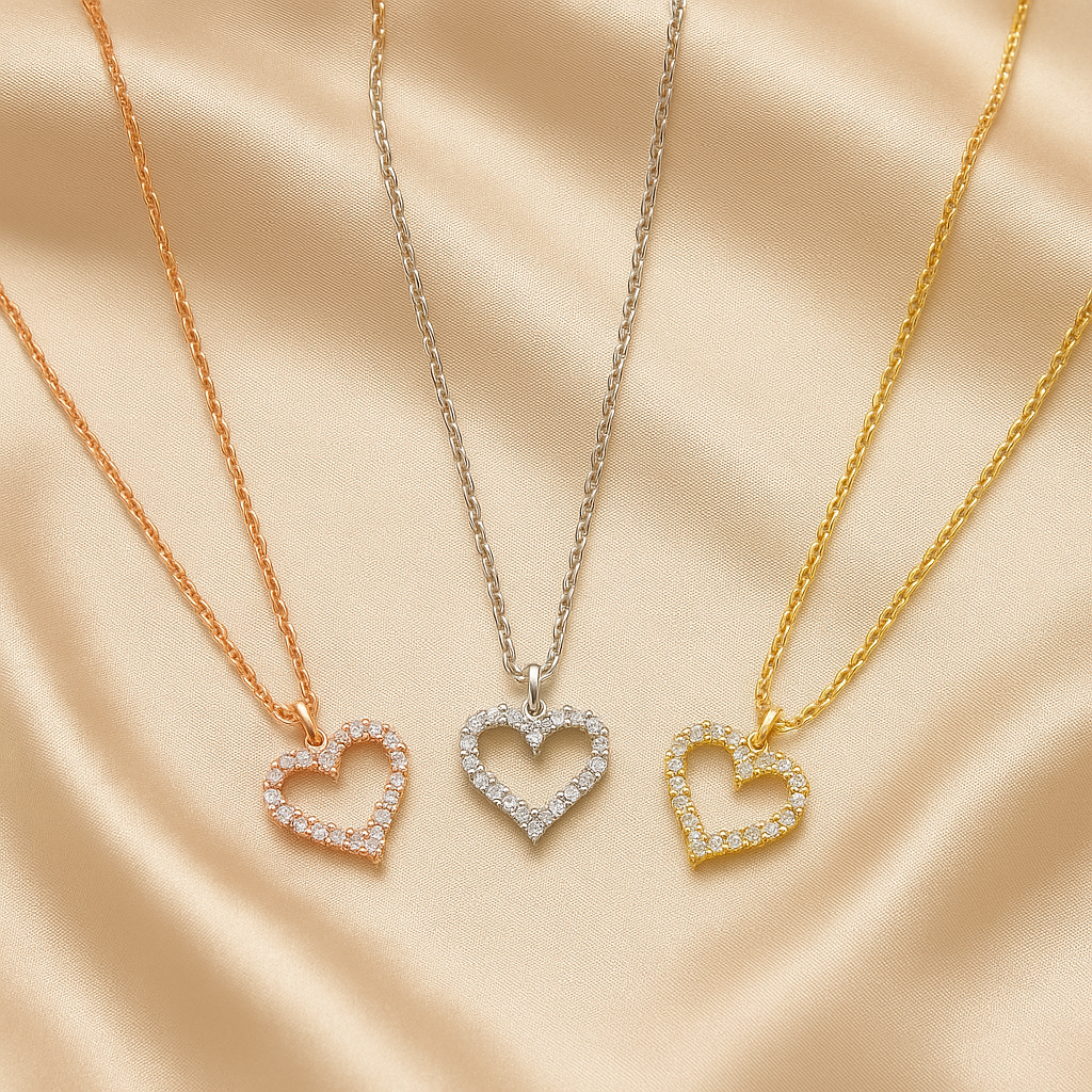 Collar Corazón Eterno en Plateado y Dorado