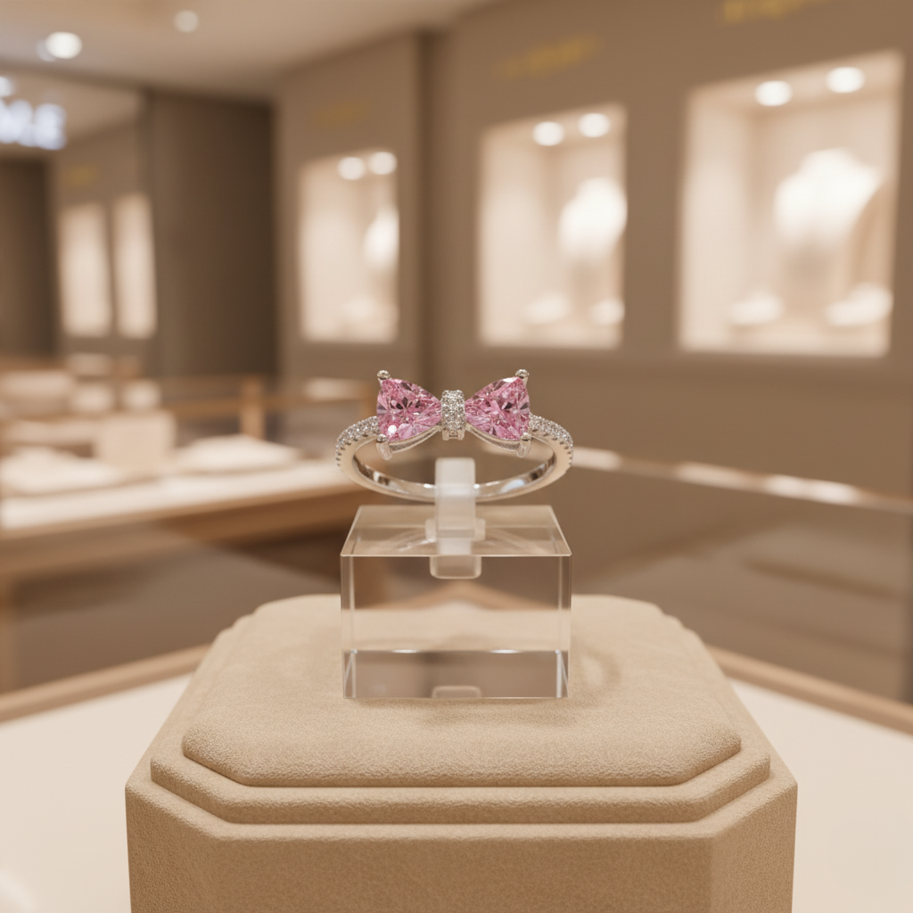 Anillo Moño con Piedra Rosada