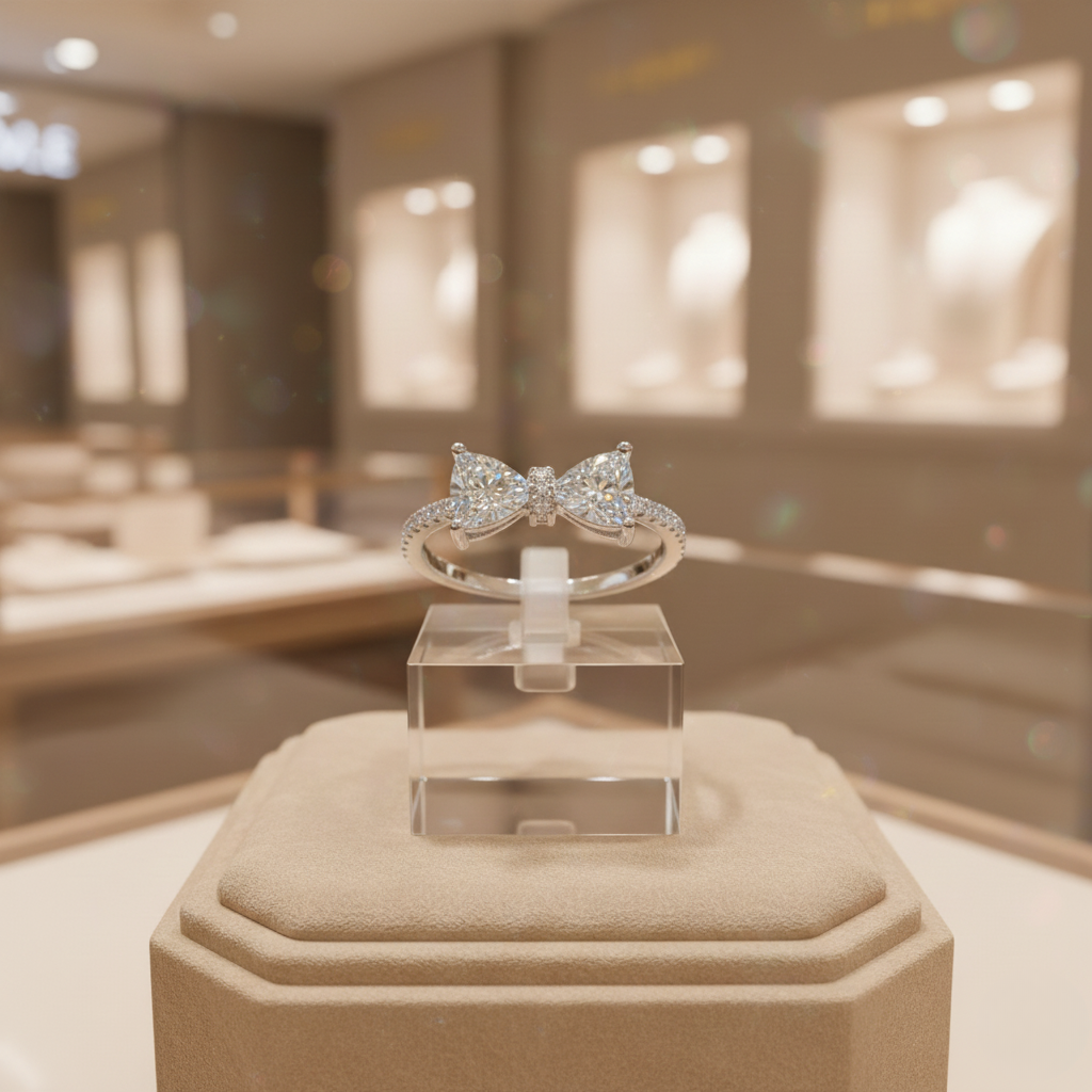 Anillo Moño con Piedra Rosada